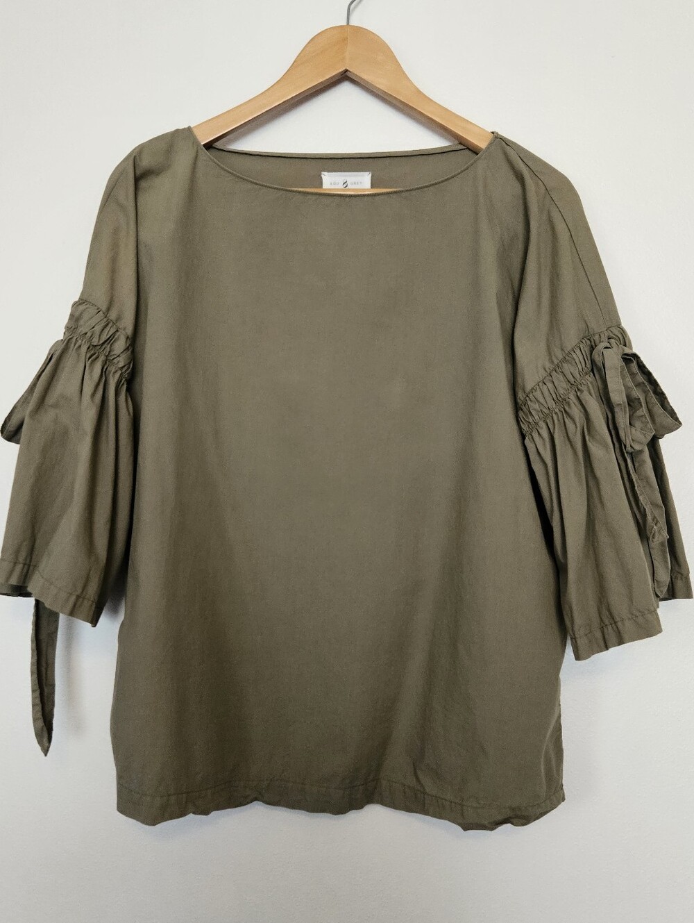 Lou & Grey Olive Green Blouse 100% Cotton Medium